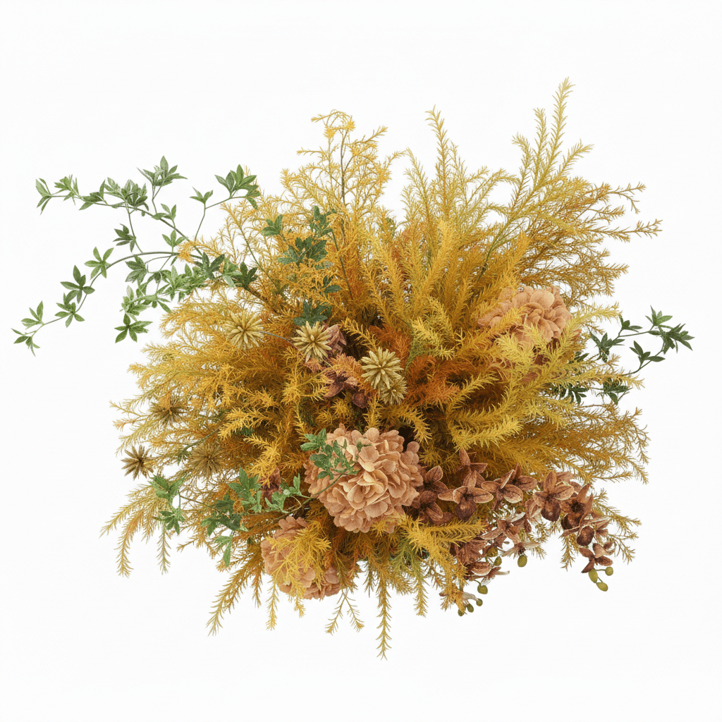 Orange Hydrangea, Fragrant Pine, Maple Leaf, Moth Orchid thumbnail 1