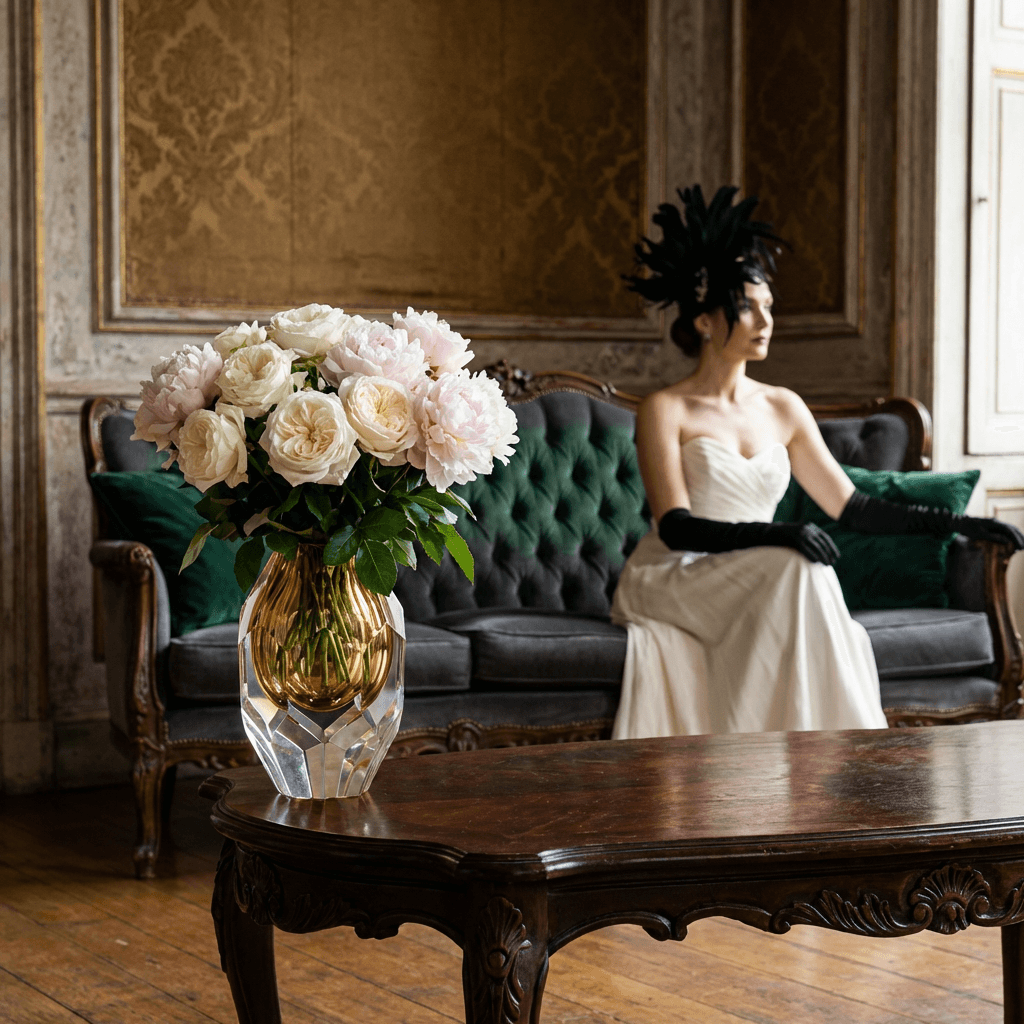 Modern Amber Faceted Crystal Vase thumbnail 4