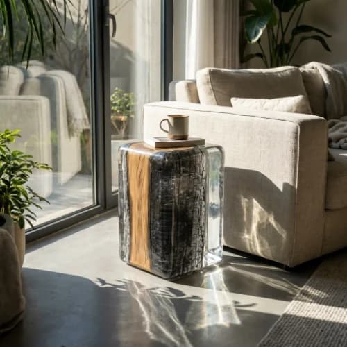 Obsidian Core: Charred Wood Crystal Stool thumbnail 2