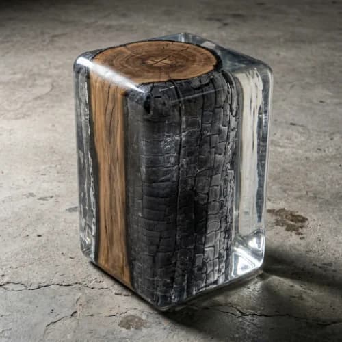 Obsidian Core: Charred Wood Crystal Stool thumbnail 5