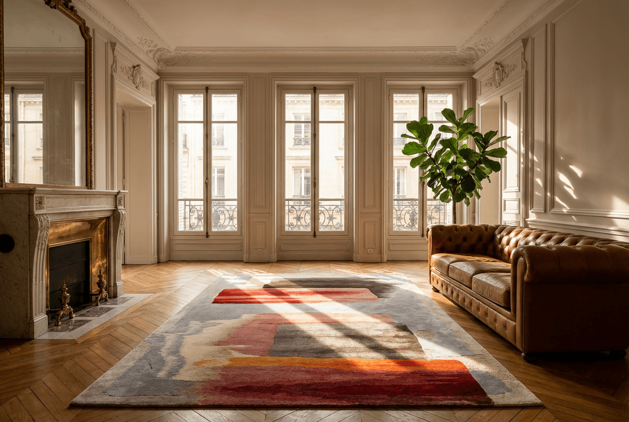 Sunset Glow - Artistic Handmade Wool Rug thumbnail 1