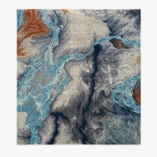 Abstract River Flow Hand-Knotted Wool Rug thumbnail 3