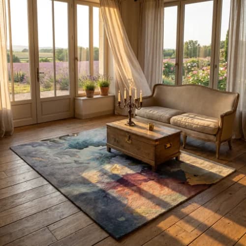 Abstract Art Hand-Knotted Wool Rug thumbnail 2