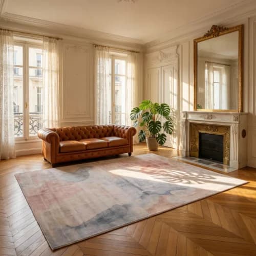 Ethereal Abstract Impressionist Wool Rug thumbnail 4