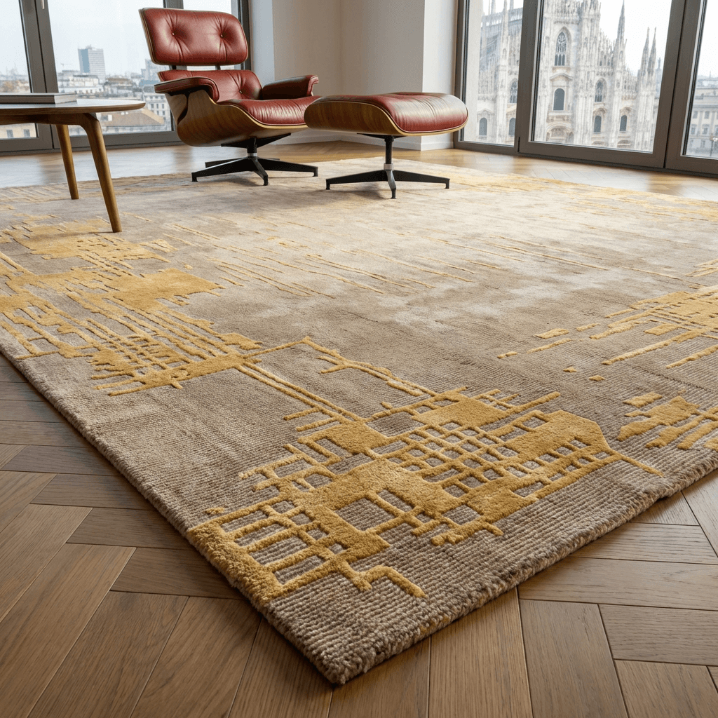 Abstract Patterned New Zealand Wool Rug thumbnail 5