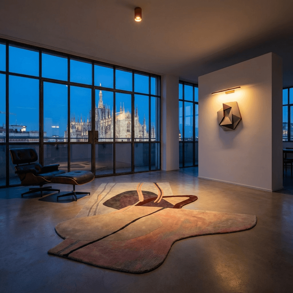 Artistic Abstract Geometric Wool Rug thumbnail 3