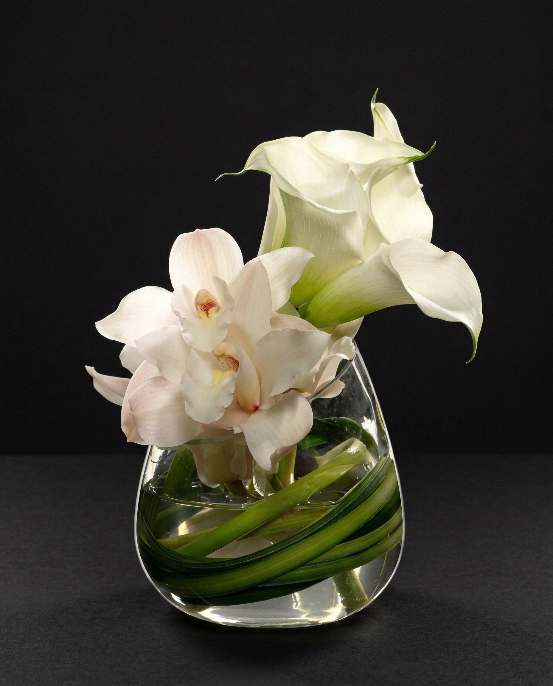 Calla Lily & Cymbidium Arrangement full arrangement