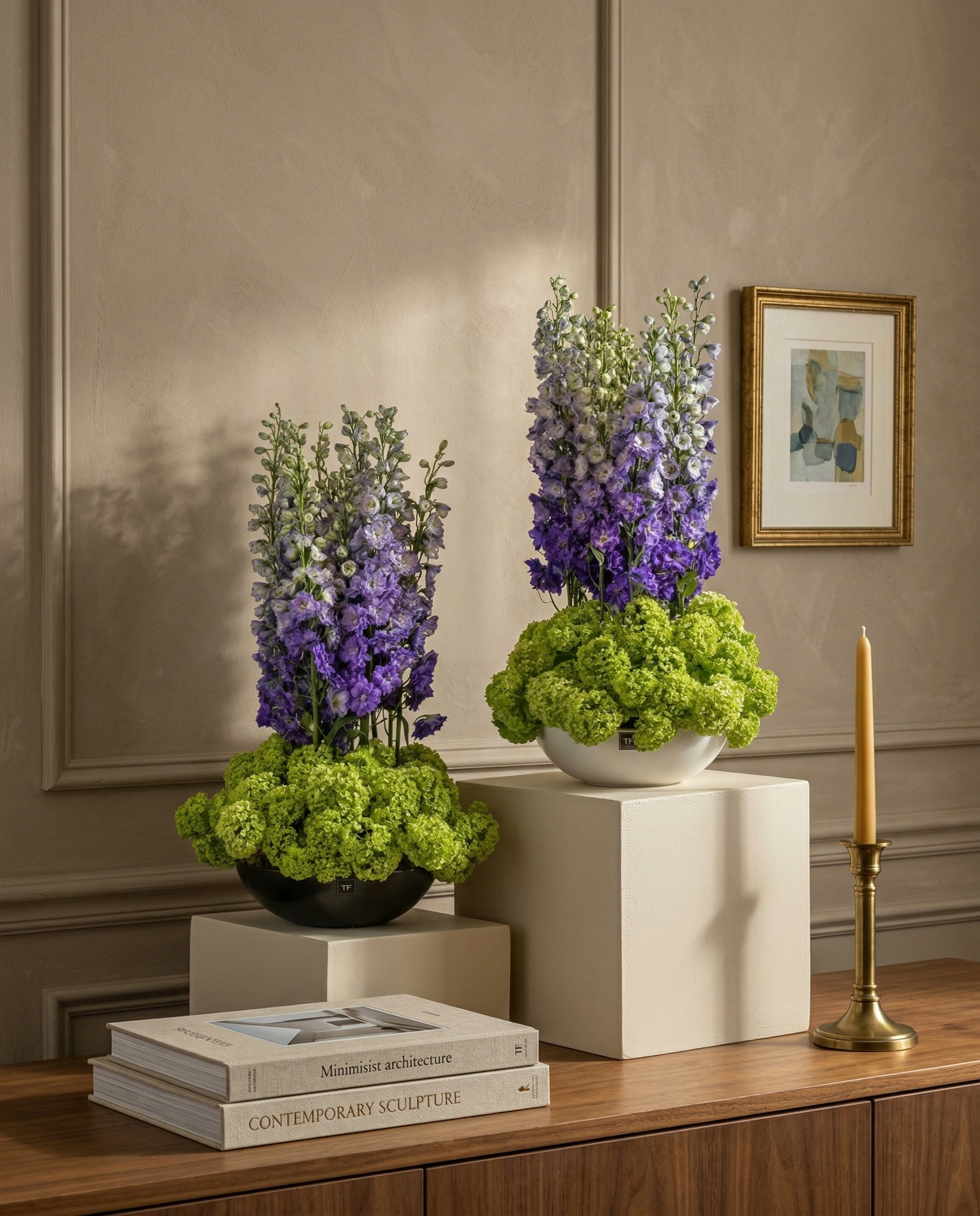 Hydrangea & Delphinium Statement Arrangement full arrangement