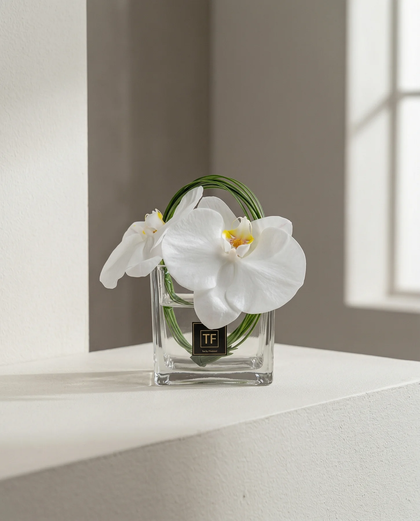 Orchid & Steel Grass Arrangement