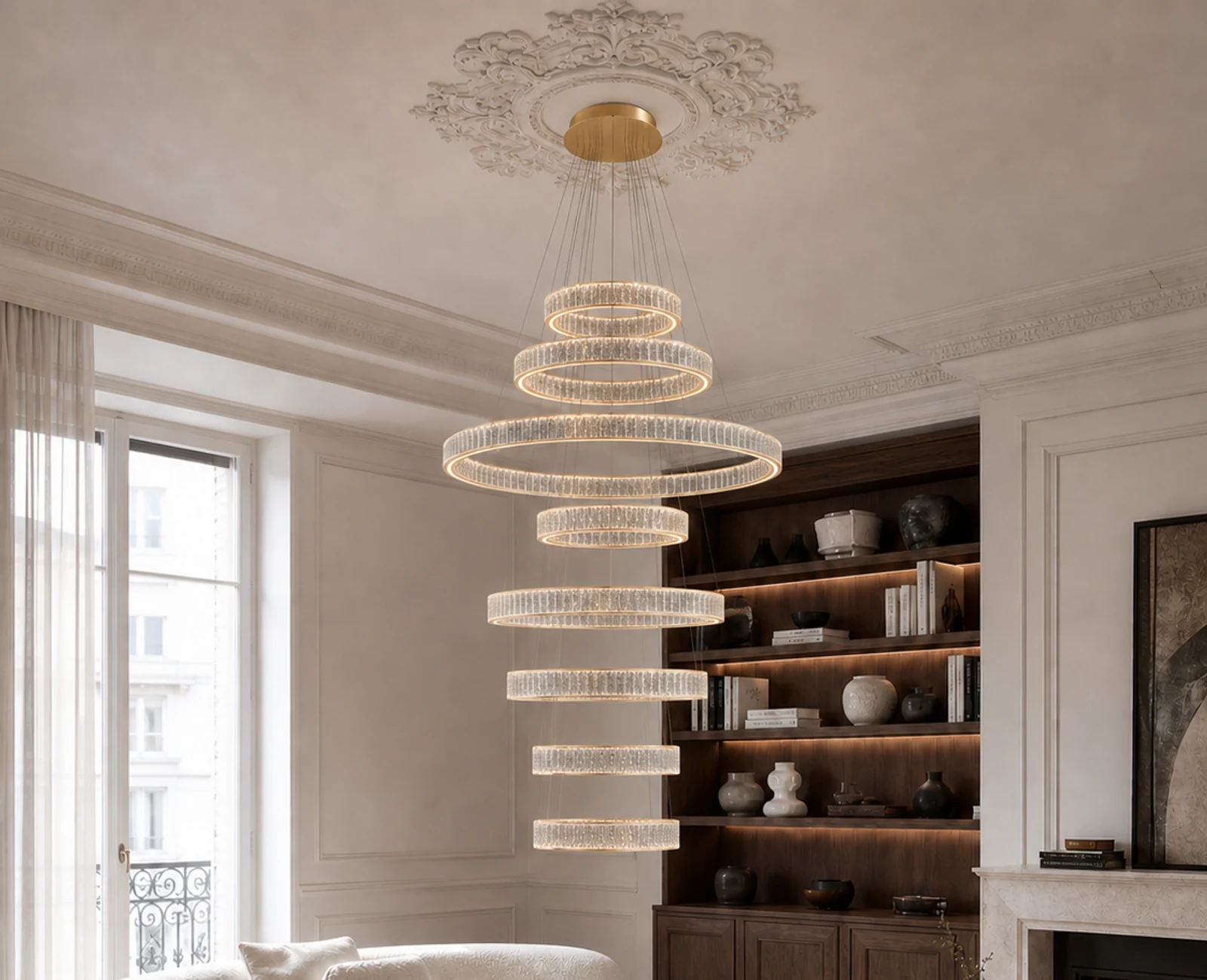 Aurora Crystal Ring Chandelier in an interior setting